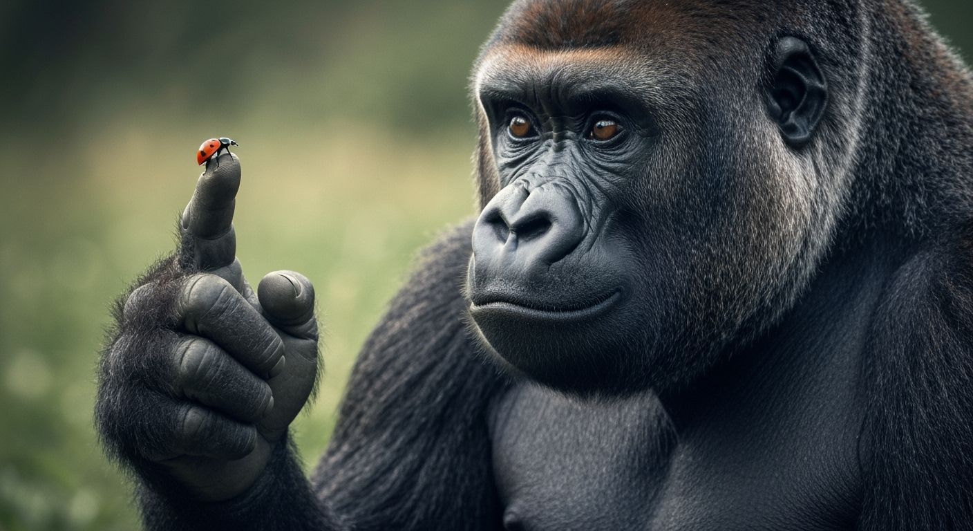Gentle Gorilla with Ladybug, National Geographic