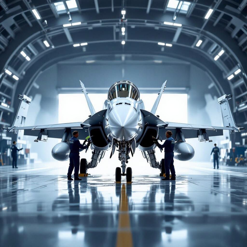 F/A-18 Super Hornet Washed in Pristine Hangar