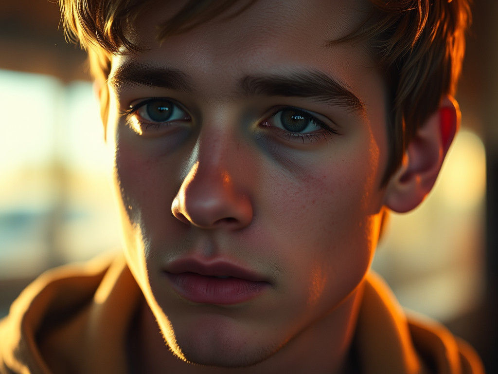 Introspective Portrait in Golden Light