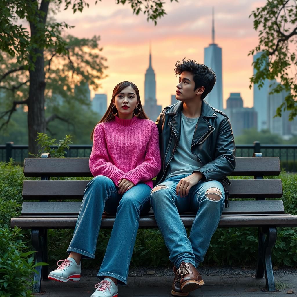 1980s New York Couple in Anime Style