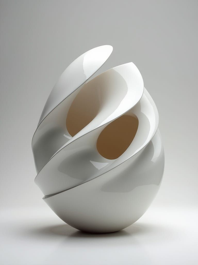 Asymmetrical Egg Sculpture in Futuristic Style
