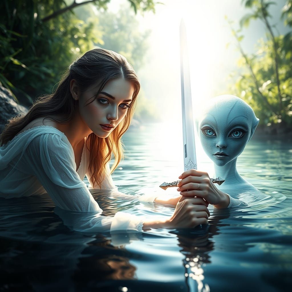 Morgana Receives Sword From Alien in Ethereal Spring