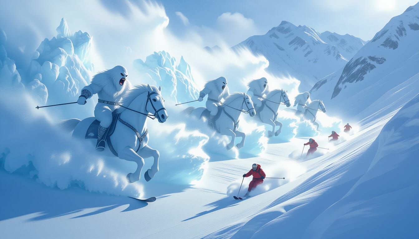 Yetis on Horseback Trigger Avalanche, Skiers Flee