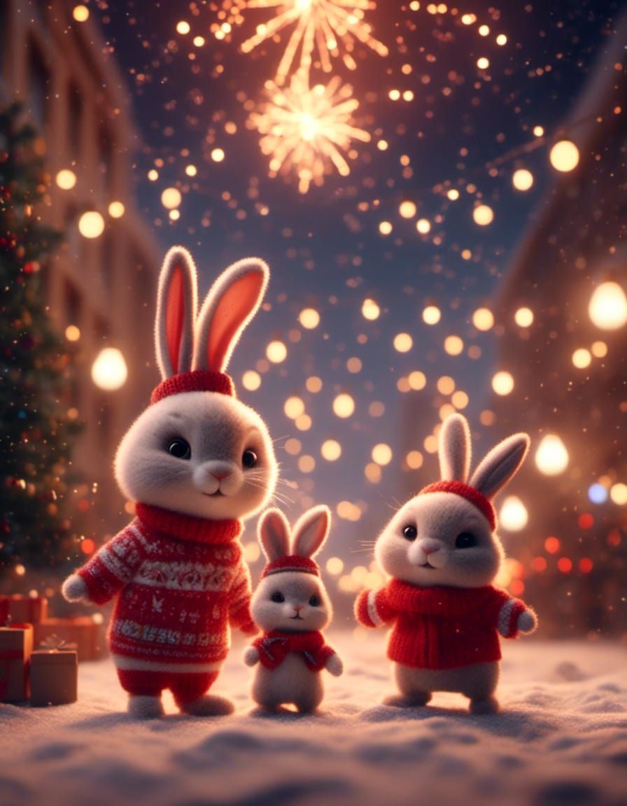Festive Bunnies Celebrate Christmas in the City