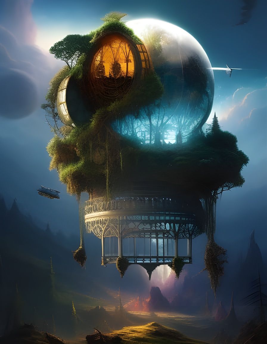 Solarpunk hot air balloon