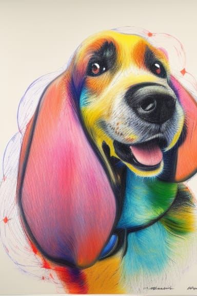 Colorful Dog in Abstract Geometric Pop Art
