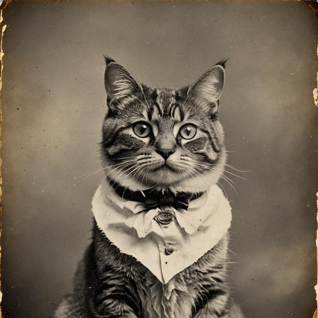 Vintage Cat Meme: 1900s Photography Style