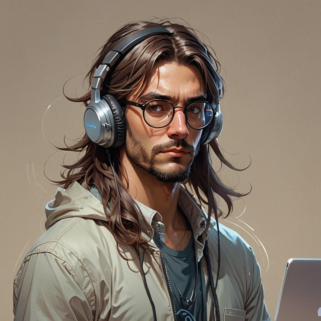Gamer Portrait with Reflected Light, Hyperdetailed Digital A...