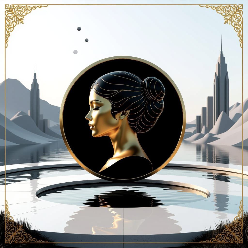 Golden Gothic Woman on Black Velvet