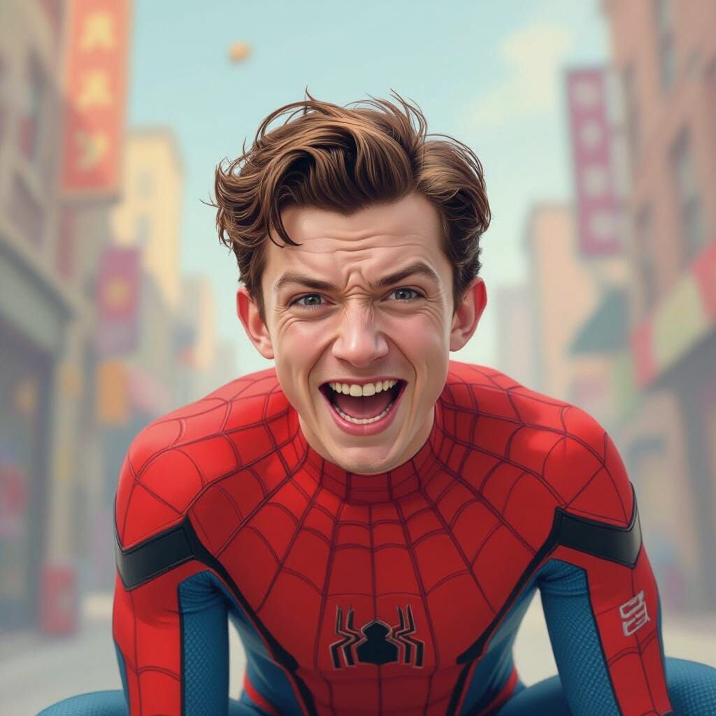 Spider-Man Goofy Portrait in Digital Art Style
