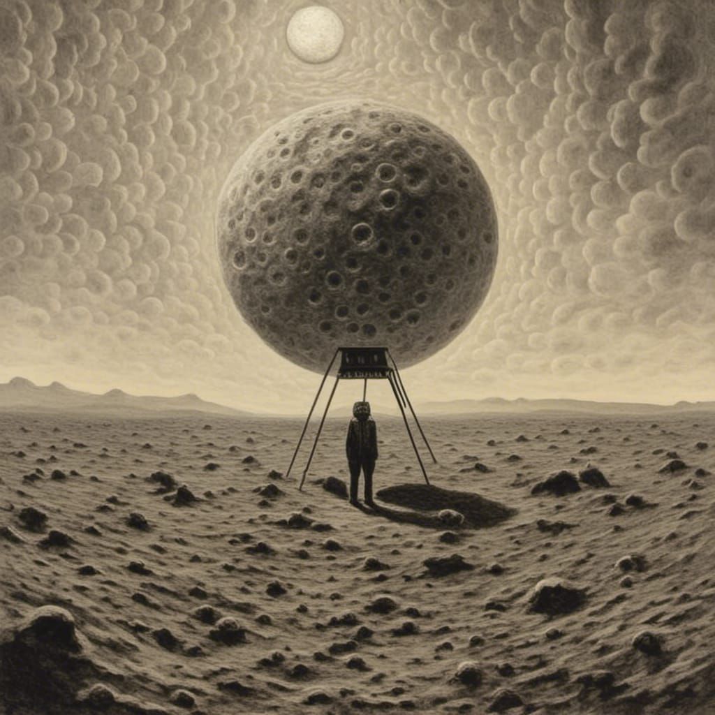 Astronaut's Dark Beauty on Lunar Surface