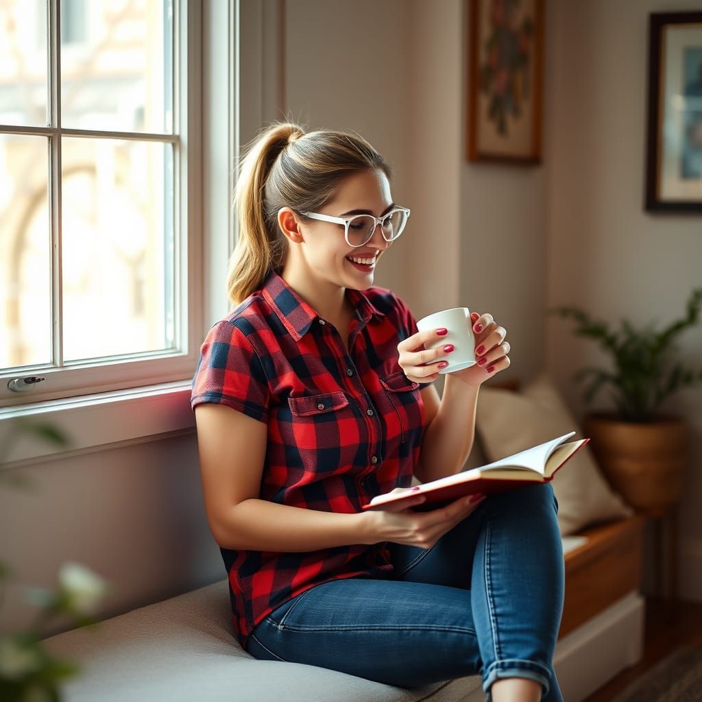 Woman Sipping Tea in Cozy Morning Light