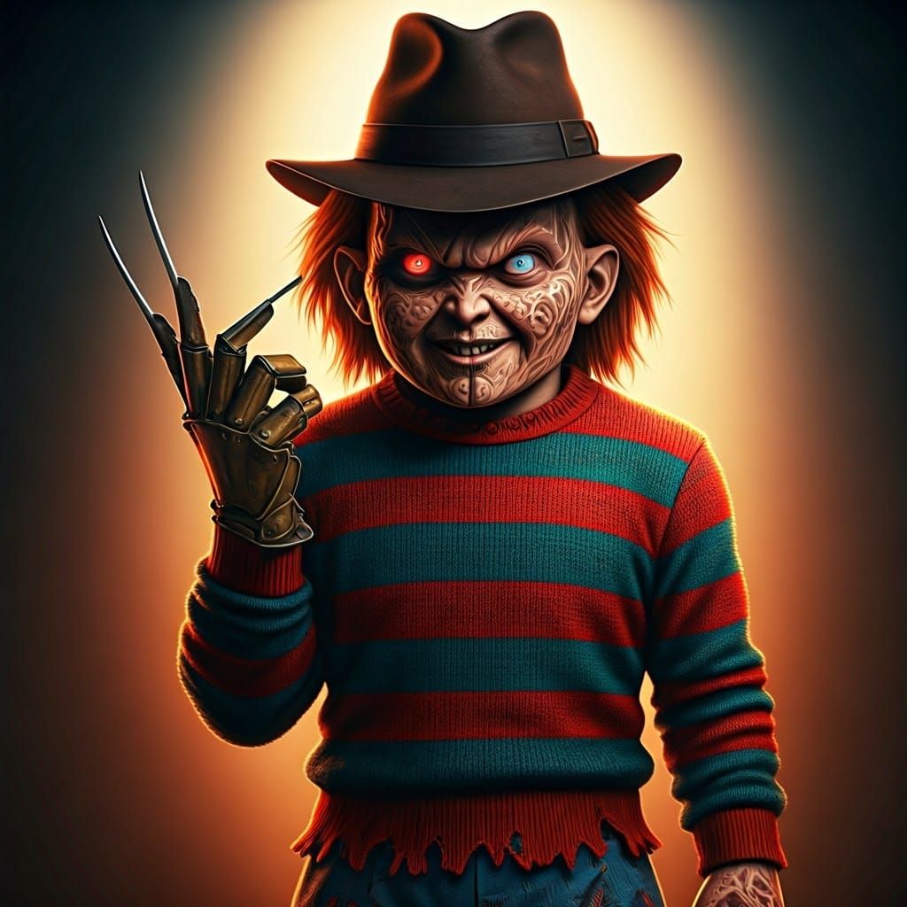 Chucky as Freddy Krueger in Pixar-Inspired 3D Art