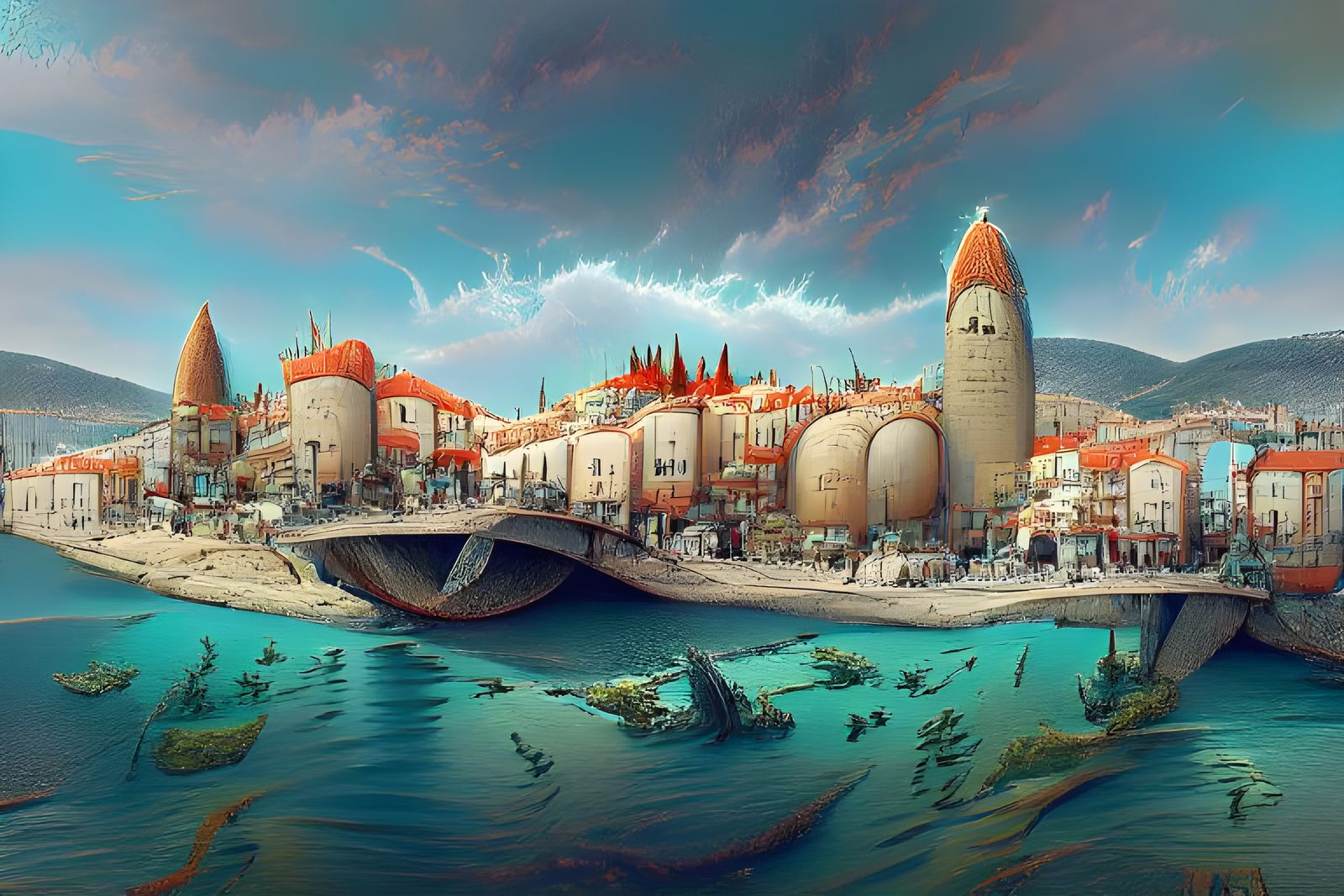 Dystopian Mediterranean Town of Trogir: Digital Art