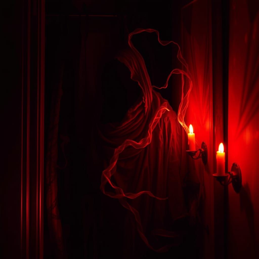 Eerie Spectral Figure Hiding in Closet