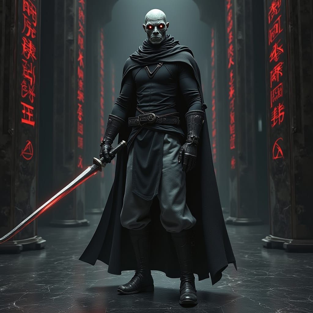 Hyperrealistic Cyborg Warrior in Industrial Setting