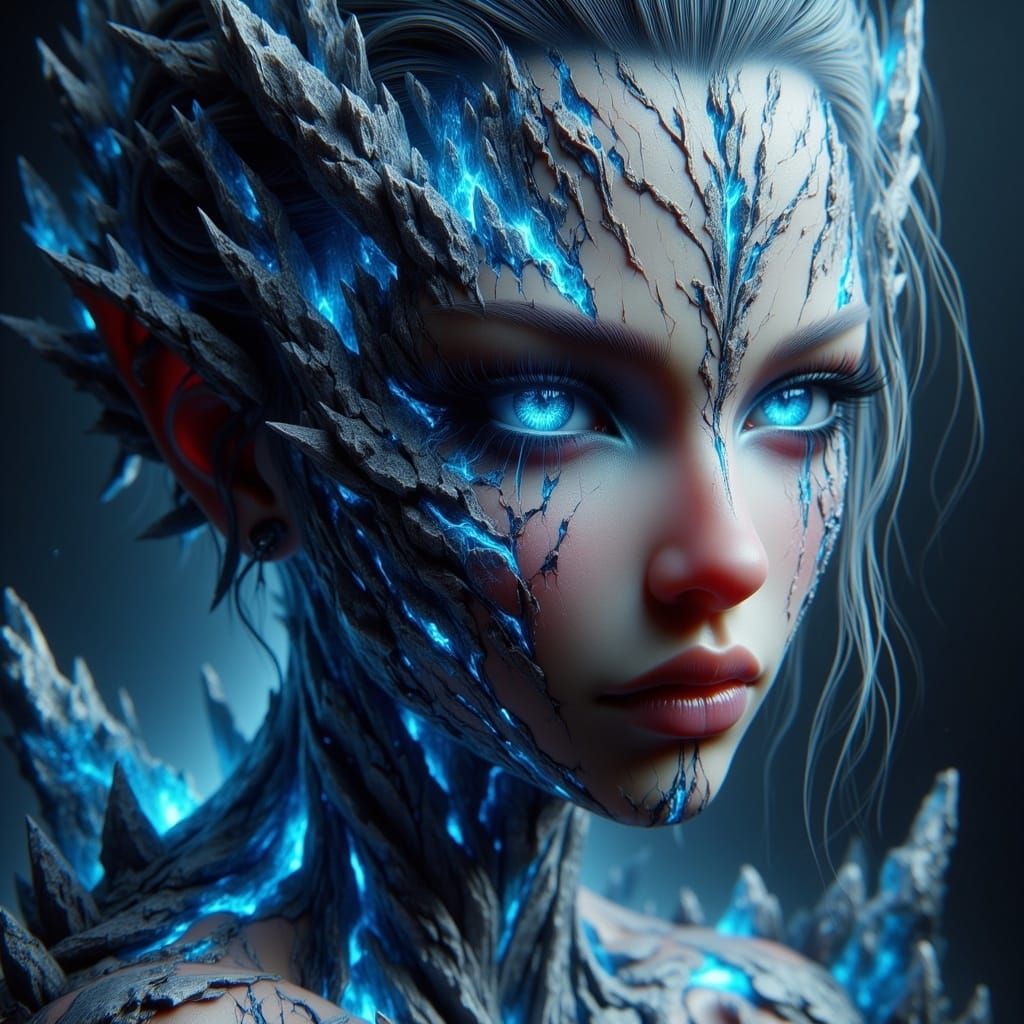 Girl with Liquid Dragon: Psychedelic Ink Splatter Art