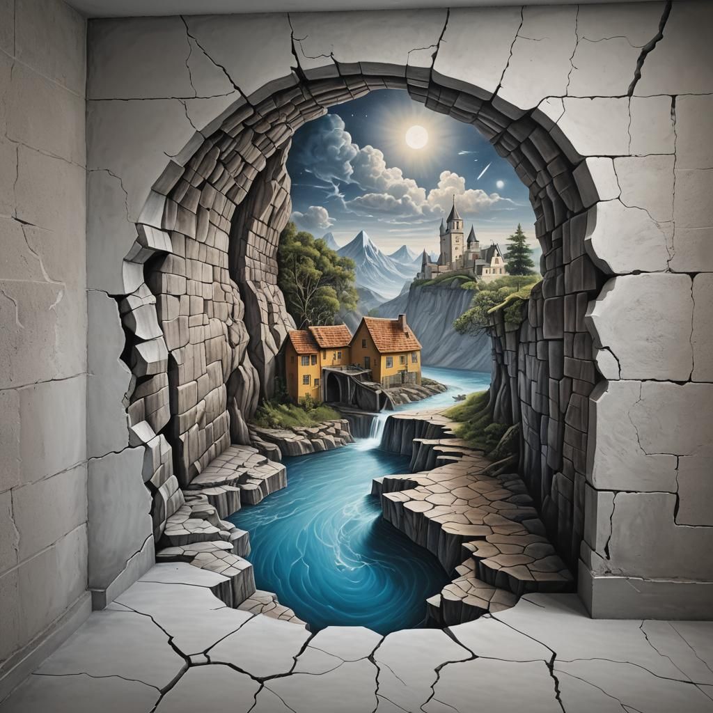 3D Chalk Art: Rivers, Oceans, Outer Space