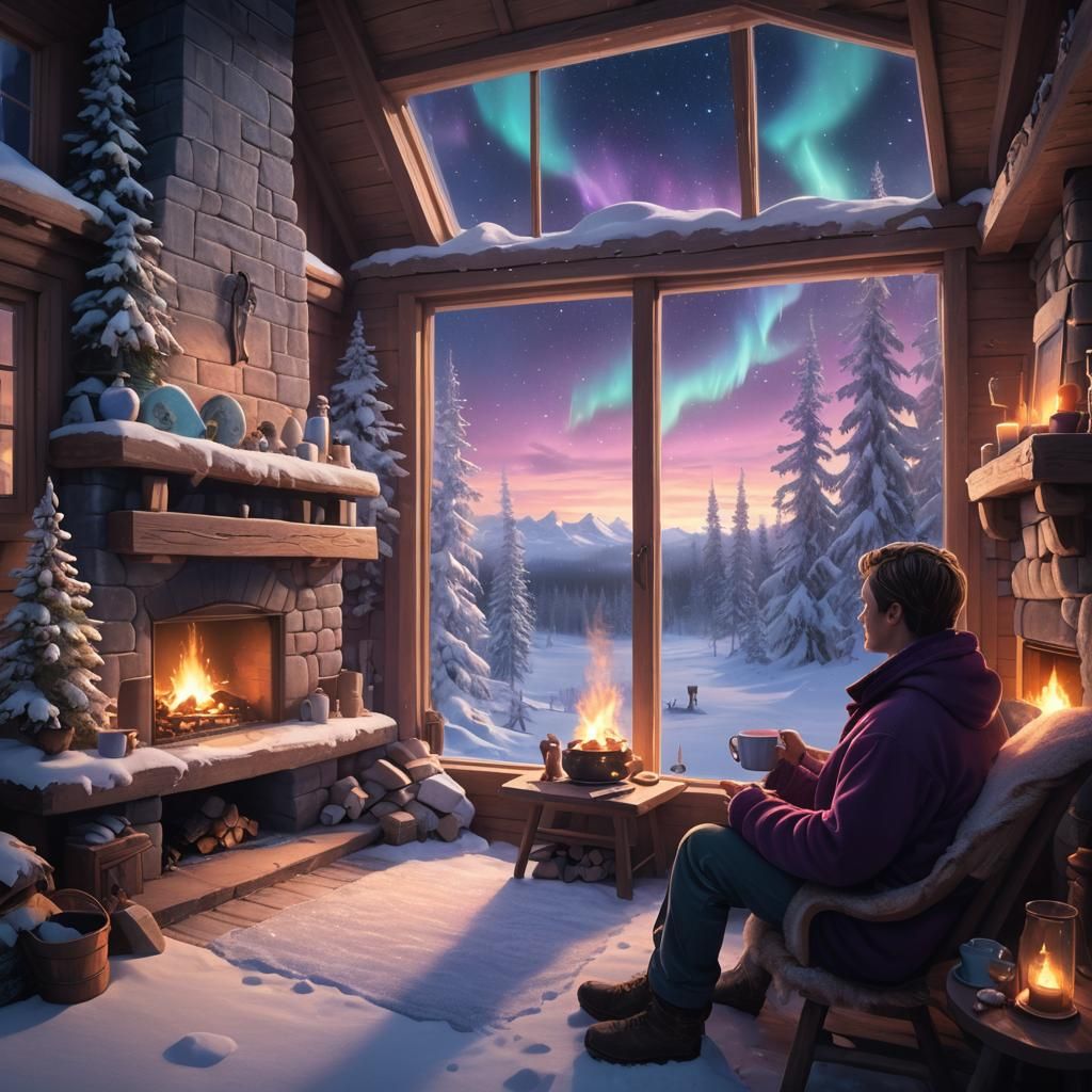 Cozy Cabin Retreat Under Aurora Borealis