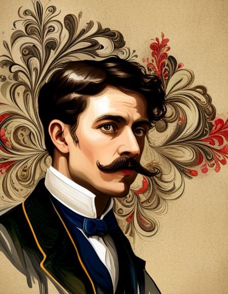 Victorian Man Portrait in Colorful Graffiti Art Style