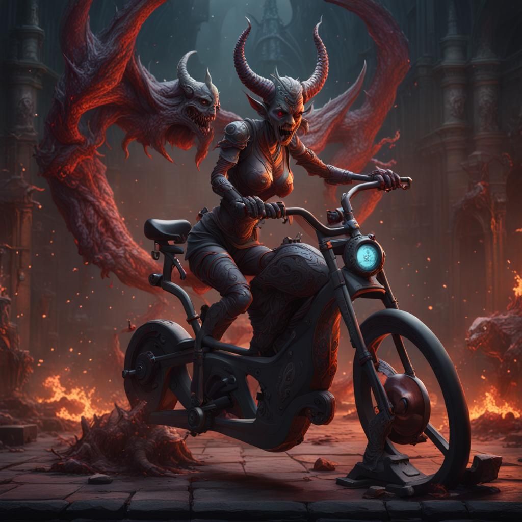 Demonic Cyclist: A Fantasy Concept Art