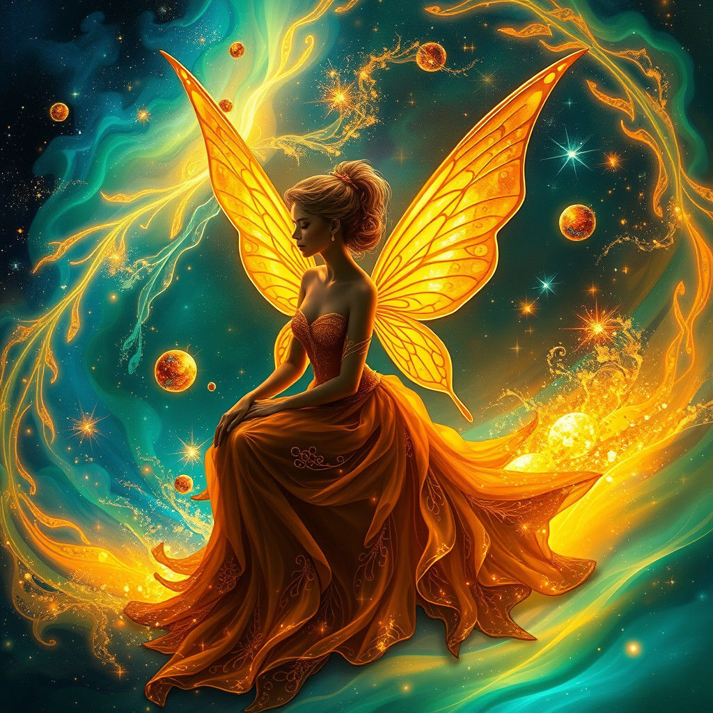Celestial Fairy in Cosmic Vortex