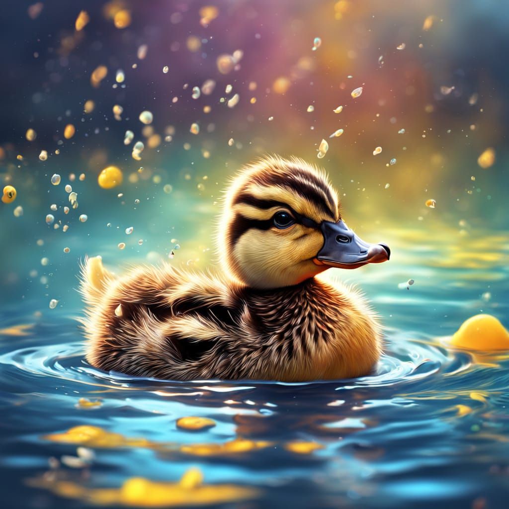 Hyperrealistic Duckling Splash Art