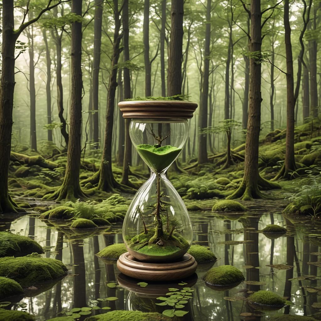 Hourglass Containing Forest Interior