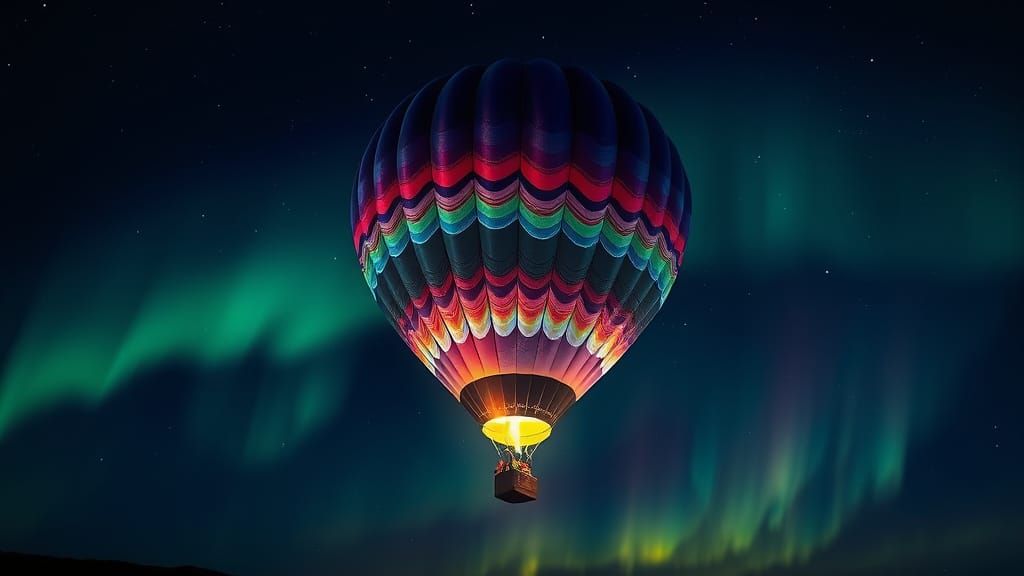 Glowing Cosmic Hot Air Balloon in Night Sky Digital Art
