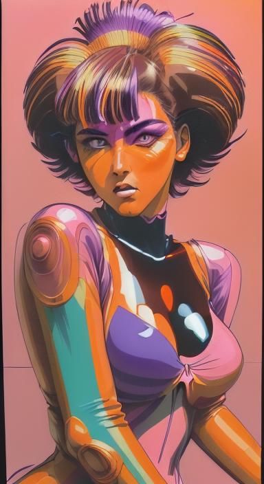 Retro-Futuristic 80s Fashion Illustration in Sorayama Style
