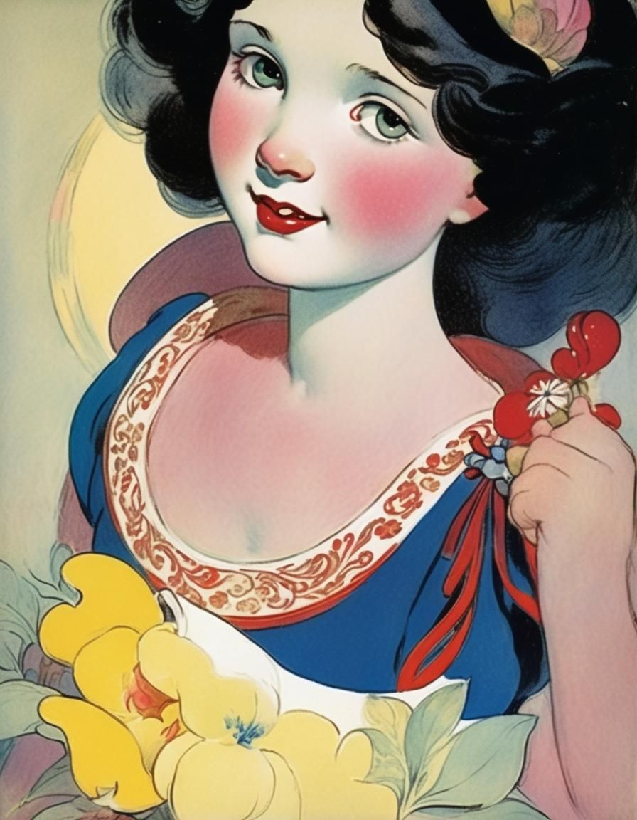 Snow White Portrait in Classic Illustration Style