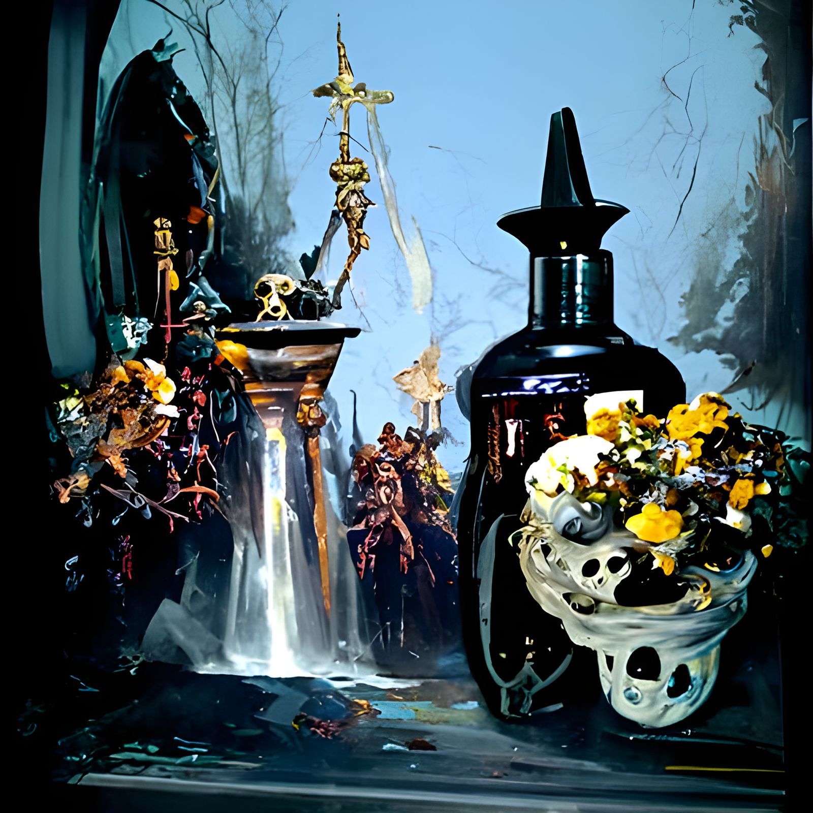 Baroque Altar at Atlantis in Oil Painting Style