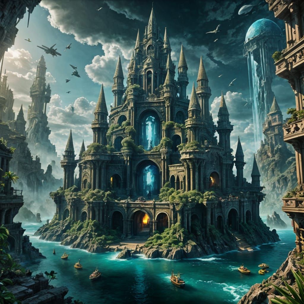 Ethereal Lost City of Atlantis Digital Matte Painting