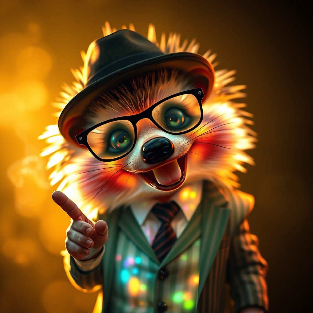 Mystical Hedgehog in Cyberpunk Chic