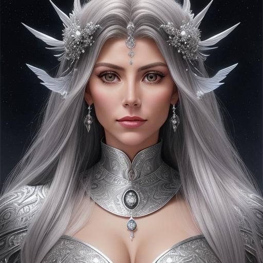 Celestial Warrior Goddess in Surrealist Style