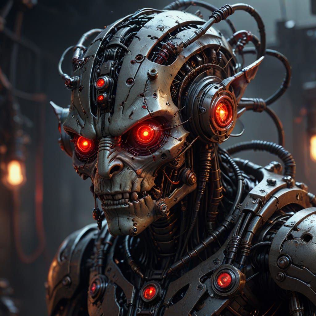 Cyborg Goblin in Industrial Gothic Steampunk Style