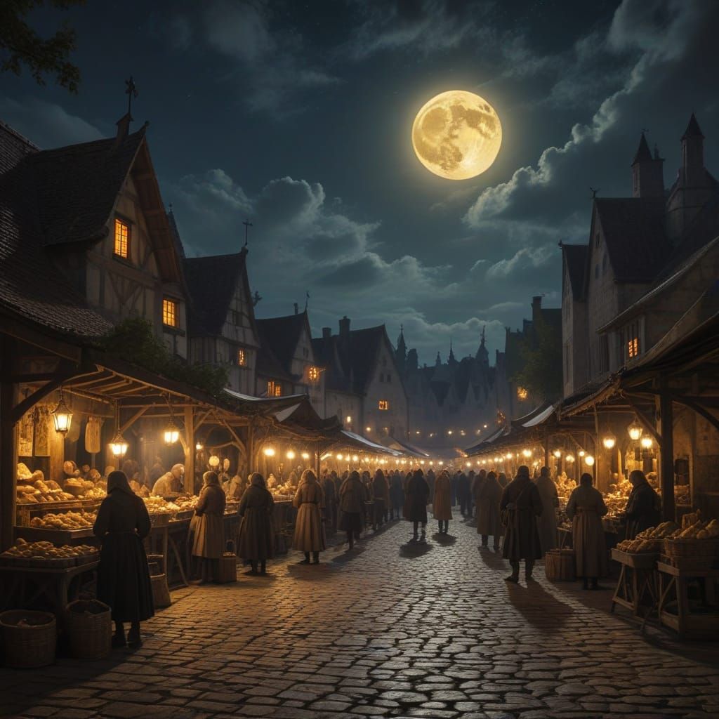 An open air medieval market place