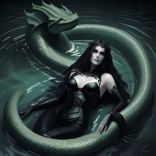 Melusine in Gothic Horror Scene