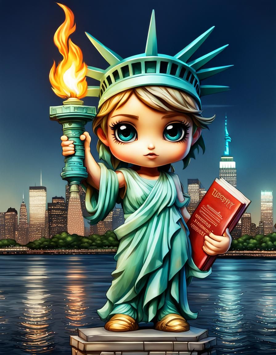 Adorable Chibi Statue of Liberty on Liberty Island