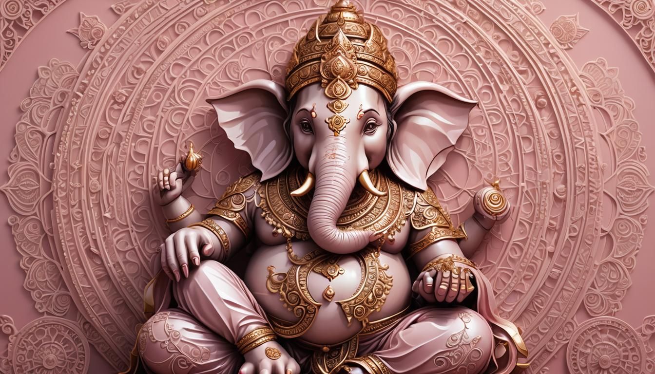 Ganesha with Sacred Geometry in Pale Pink