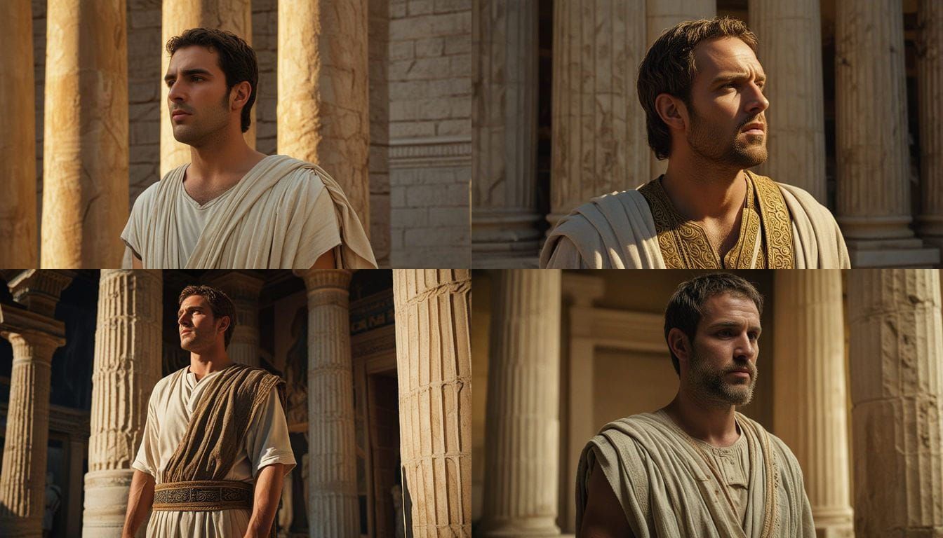 Ancient Sewn-Mouth Man in Greek Temple