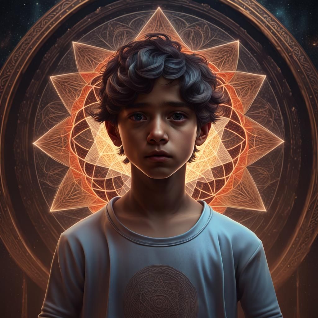 Mysterious Latino Boy in Sacred Liminal Space