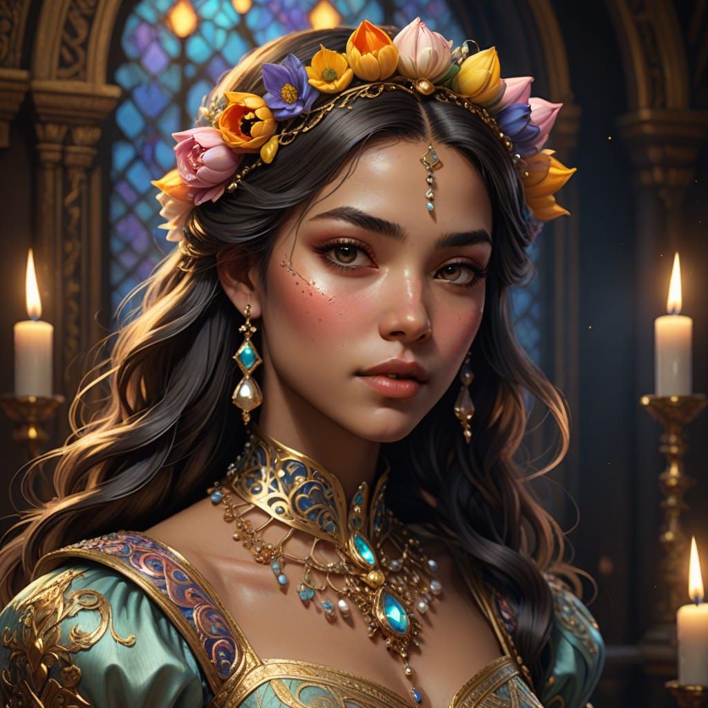 Regal Fantasy Portrait of a Mexican Fairy Princess