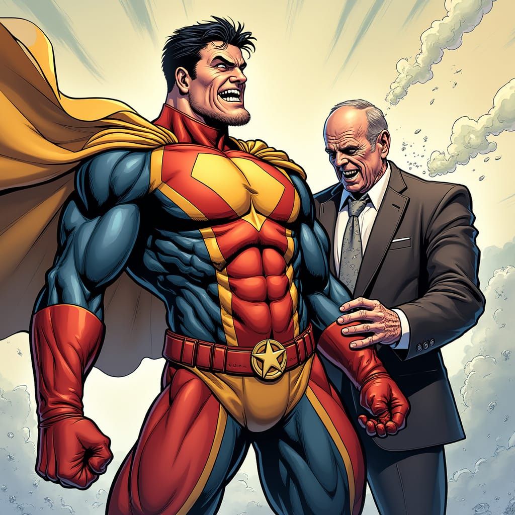 Superhero Embarrassed by Comedic Wedgie in Action-Packed Com...