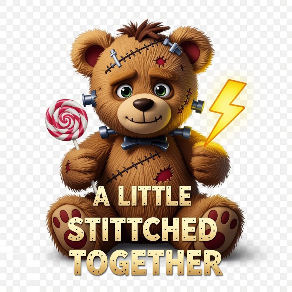 Frankenstein Bear Cub Holding Lollipop Bolt