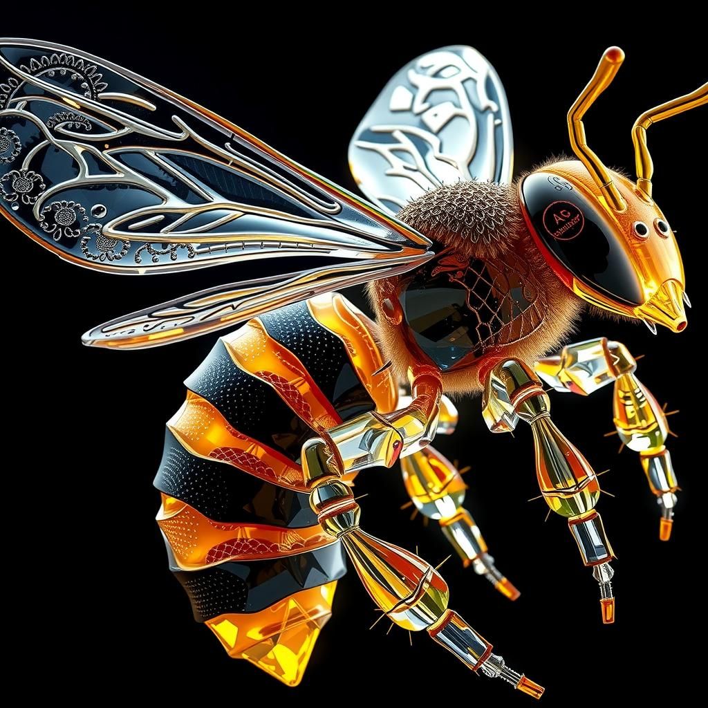 Majestic Crystal Glass Bee in Ultra-High Resolution