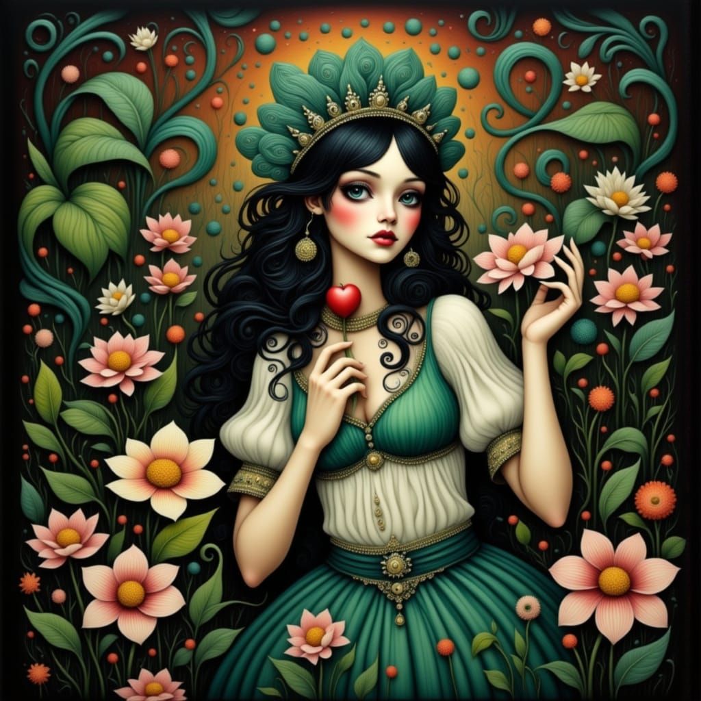 Surreal Whimsical Scene with Bohemian Valentine's Day Elemen...