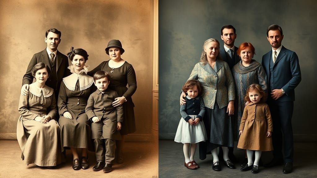 Family Portrait: Edwardian Era vs. Modern Day