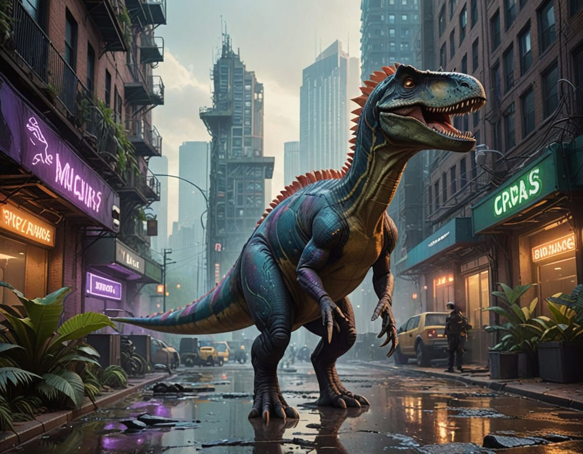 Dinosaur Utopia: A Cyberpunk Vision of Dino-Human Evolution