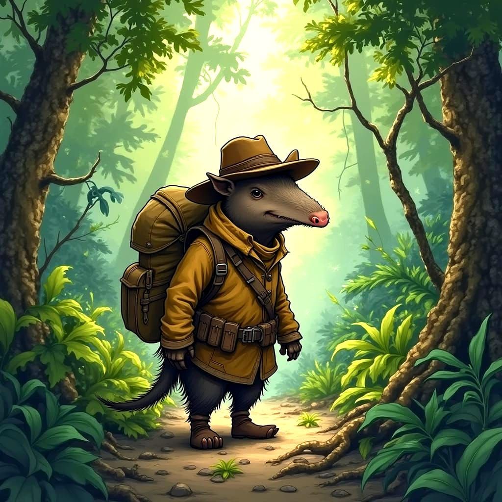 Aardvark Explorer in Lush, Glowing Jungle